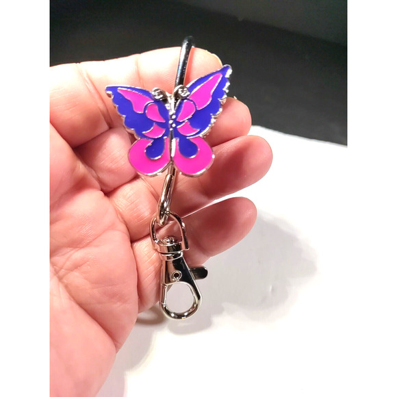 Butterfly Purse Saver Purple Blue Keychain Clip - Picture 3 of 5